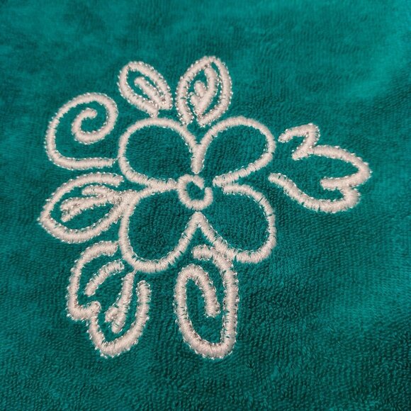 Vintage La Serren Swim Cover Up House Dress Women Small Jade Green Zip Flower - Picture 7 of 7